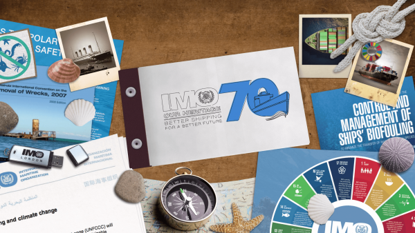 International Maritime Organisation 70 Anniversary collage hand drawn animation